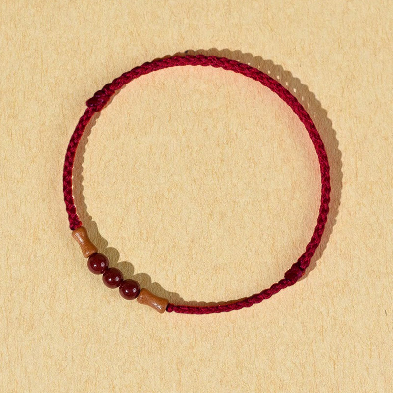 Satorm Totem Cinnabar Beads Peach Wood Bracelet