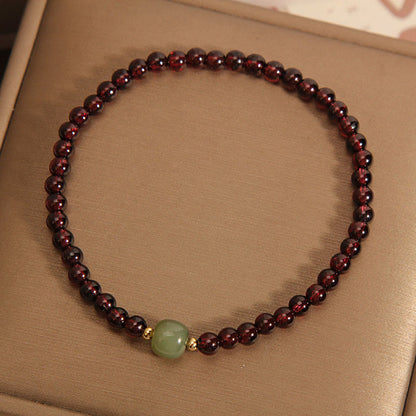 Satori Totem Natura Garnet Hetian Jade Beads Bracelet