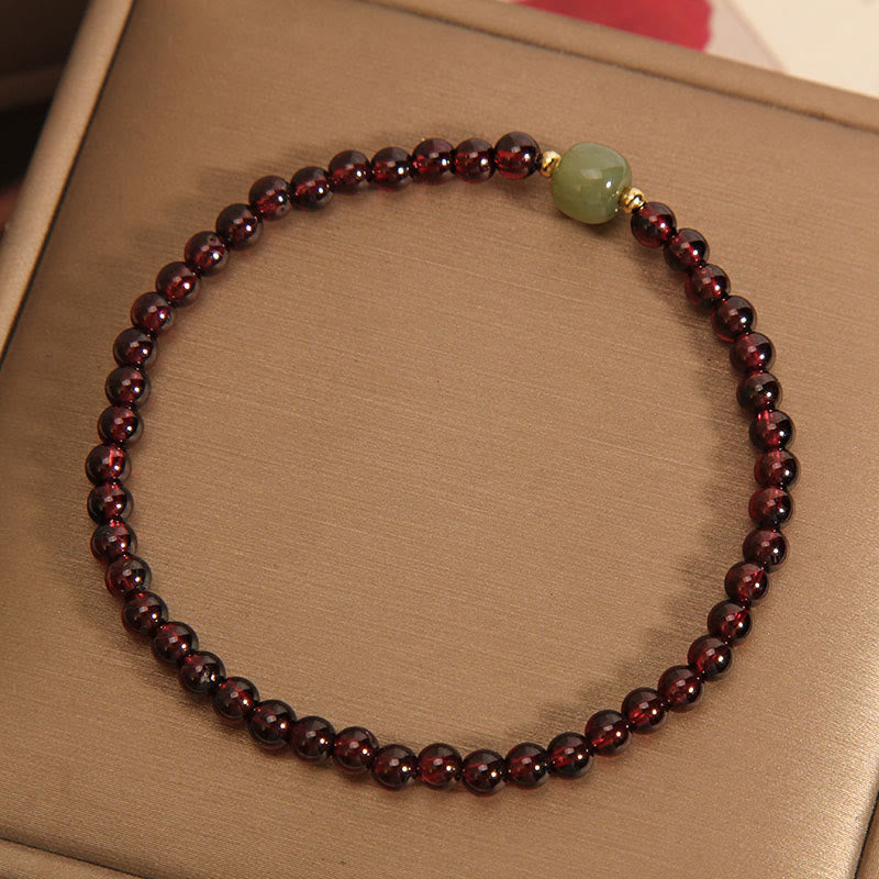 Satori Totem Natura Garnet Hetian Jade Beads Bracelet