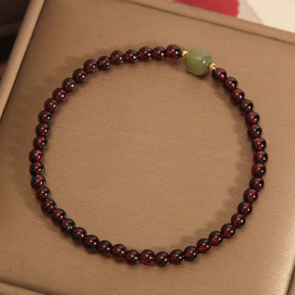 Satori Totem Natura Garnet Hetian Jade Beads Bracelet