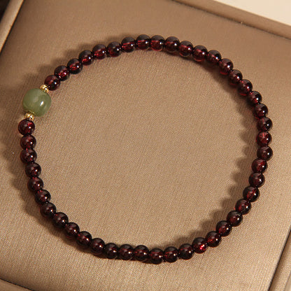 Satori Totem Natura Garnet Hetian Jade Beads Bracelet