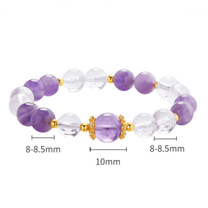 Satori Totem Sterling Silver Natural Amethyst Clear Quartz Balance Bracelet