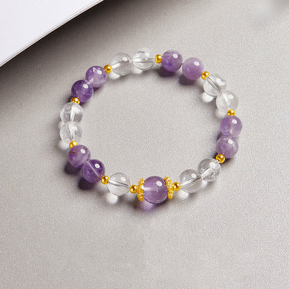 Satori Totem Sterling Silver Natural Amethyst Clear Quartz Balance Bracelet