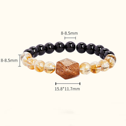 Satori Totem Natural Black Obsidian Citrine Super Seven Crystal Strength Bracelet