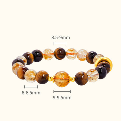 Satori Totem 999 Sterling Silver Natural Citrine Tiger Eye Peace Buckle Protection Bracelet