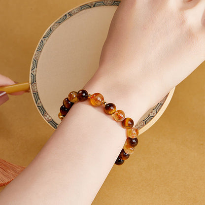 Satori Totem 999 Sterling Silver Natural Citrine Tiger Eye Peace Buckle Protection Bracelet
