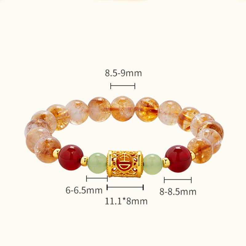 Satori Totem 999 Sterling Silver Natural Citrine Red Agate Hetian Jade Beads Protection Bracelet