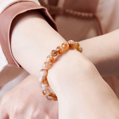 Satori Totem 999 Sterling Silver Natural Citrine Flower Balls Beads Protection Bracelet