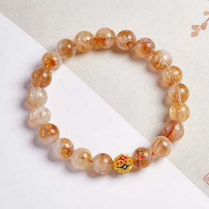 Satori Totem 999 Sterling Silver Natural Citrine Flower Balls Beads Protection Bracelet