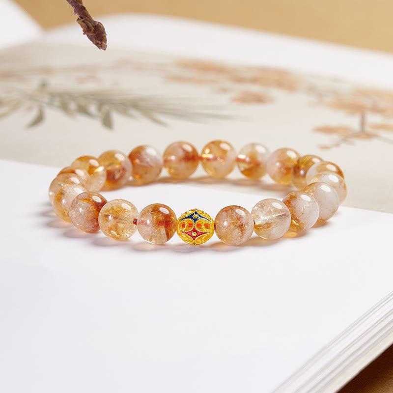 Satori Totem 999 Sterling Silver Natural Citrine Flower Balls Beads Protection Bracelet
