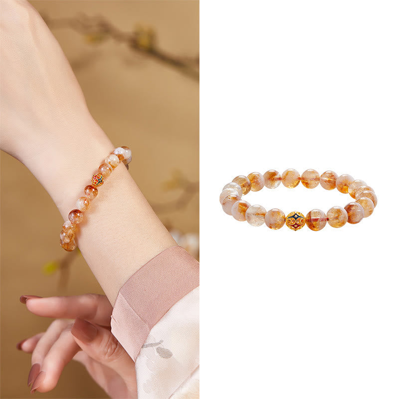 Satori Totem 999 Sterling Silver Natural Citrine Flower Balls Beads Protection Bracelet
