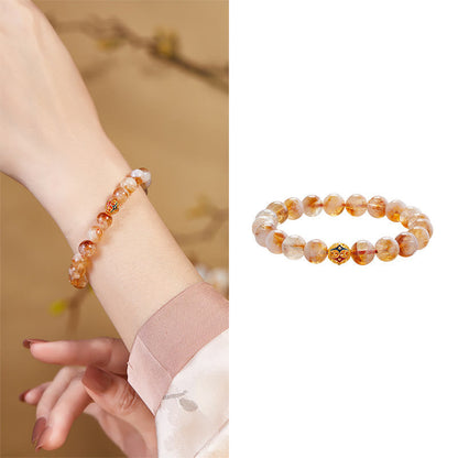 Satori Totem 999 Sterling Silver Natural Citrine Flower Balls Beads Protection Bracelet