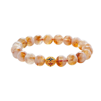 Satori Totem 999 Sterling Silver Natural Citrine Flower Balls Beads Protection Bracelet
