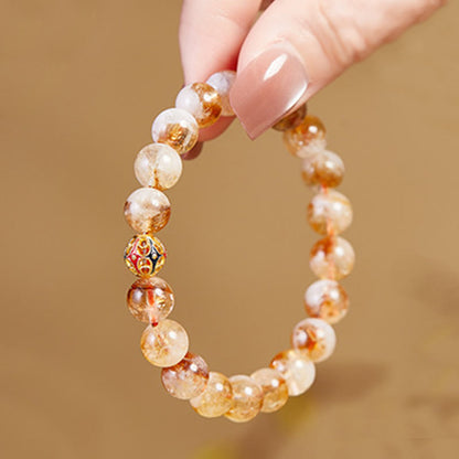 Satori Totem 999 Sterling Silver Natural Citrine Flower Balls Beads Protection Bracelet