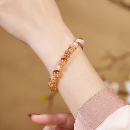 Satori Totem 999 Sterling Silver Natural Citrine Flower Balls Beads Protection Bracelet