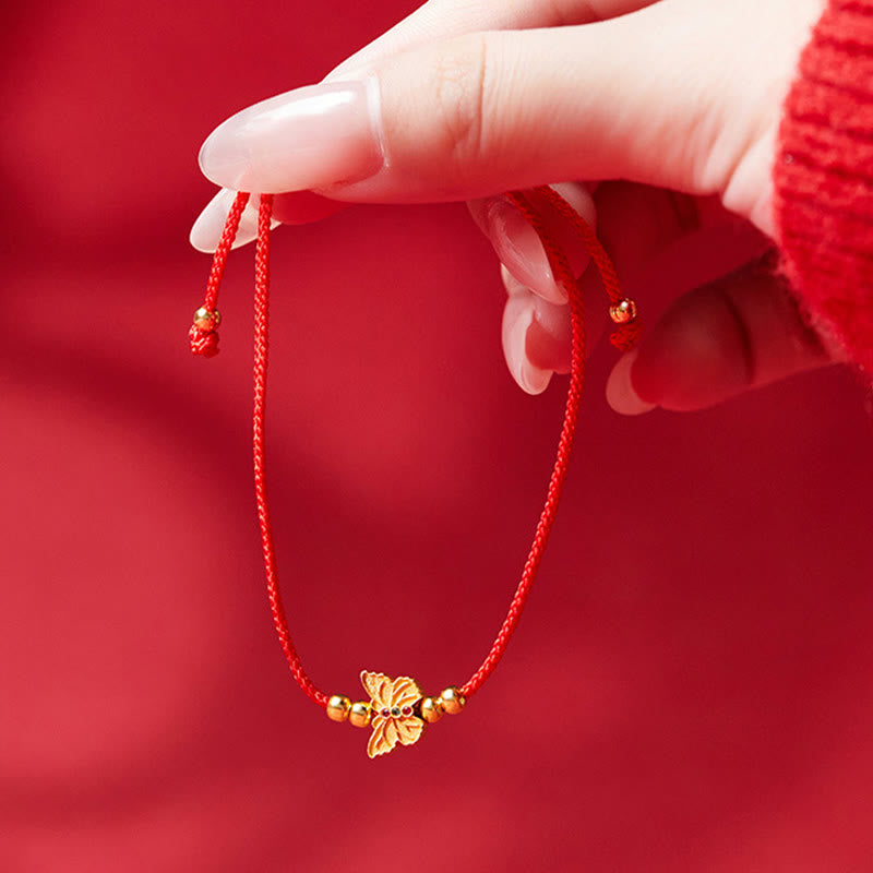 Satori Totem 999 Sterling Silver Butterfly Red String Strength Bracelet