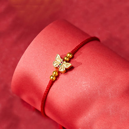 Satori Totem 999 Sterling Silver Butterfly Red String Strength Bracelet