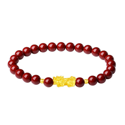 Satori Totem 999 Gold 5D Hard Gold Cinnabar PiXiu Calm Bracelet