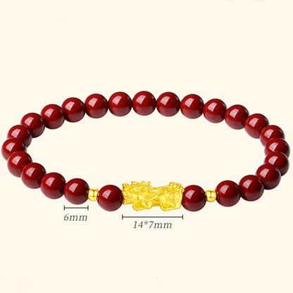 Satori Totem 999 Gold 5D Hard Gold Cinnabar PiXiu Calm Bracelet