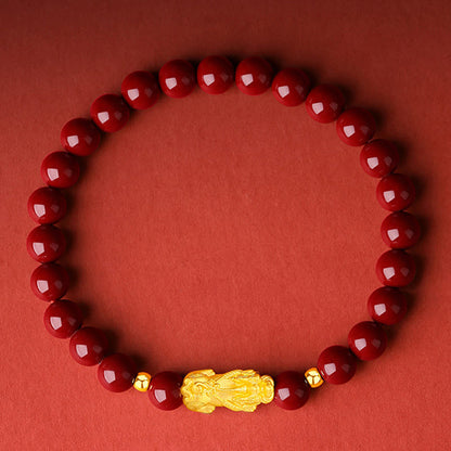 Satori Totem 999 Gold 5D Hard Gold Cinnabar PiXiu Calm Bracelet