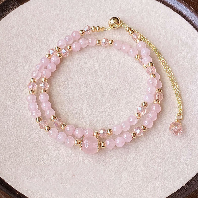 Satori Totem Natural Citrine Pink Crystal Beads Pleasure Creativity Double Layer Bracelet