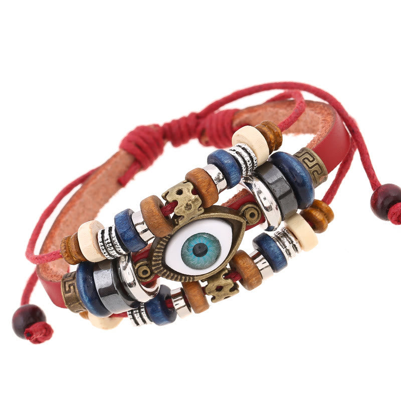 Satori Totem Tibetan Evil Eye Leather Adjustable Protection Bracelet