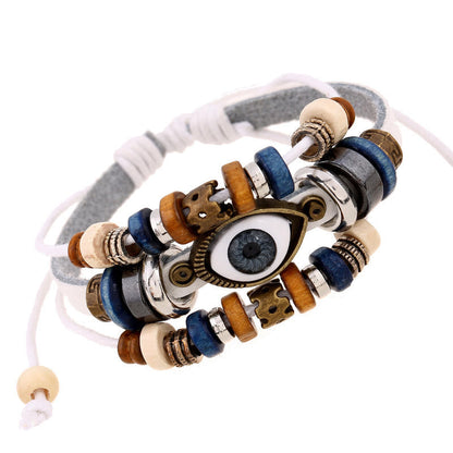 Satori Totem Tibetan Evil Eye Leather Adjustable Protection Bracelet
