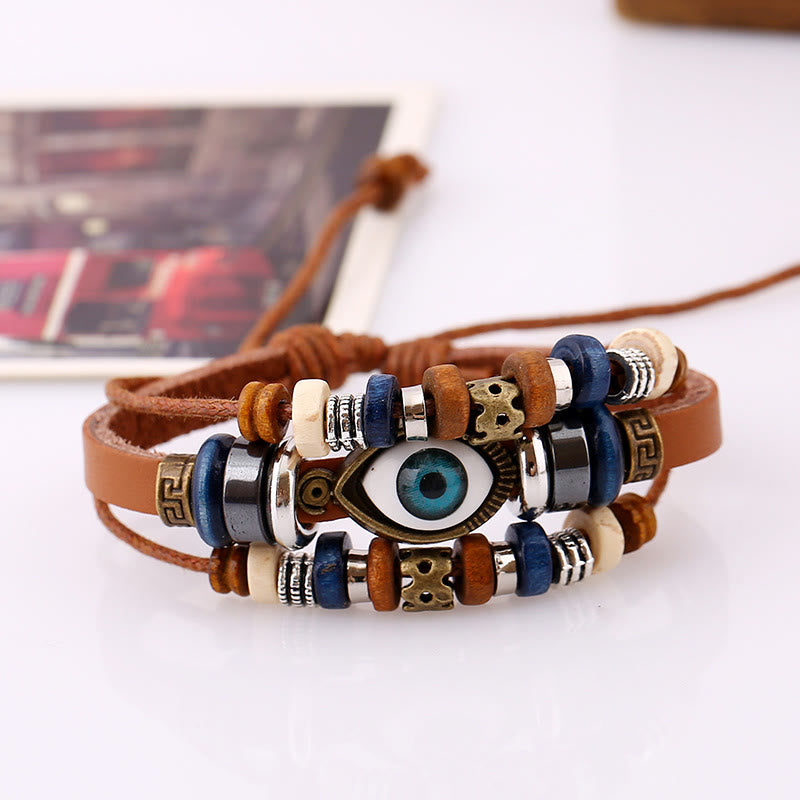 Satori Totem Tibetan Evil Eye Leather Adjustable Protection Bracelet