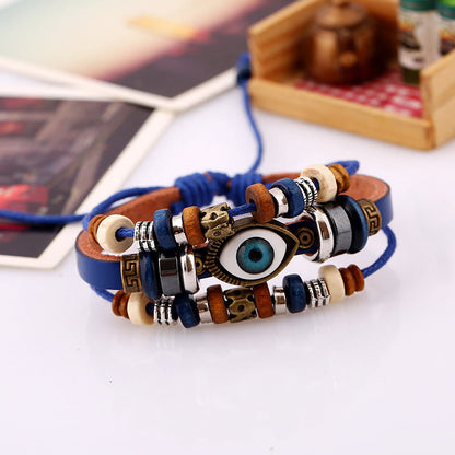 Satori Totem Tibetan Evil Eye Leather Adjustable Protection Bracelet