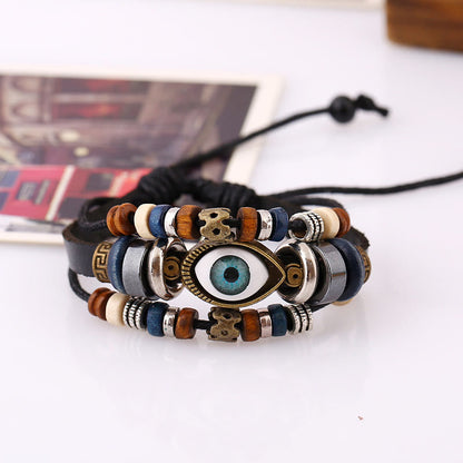 Satori Totem Tibetan Evil Eye Leather Adjustable Protection Bracelet