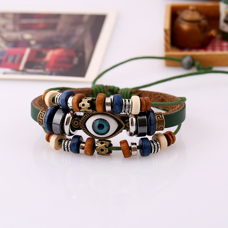 Satori Totem Tibetan Evil Eye Leather Adjustable Protection Bracelet