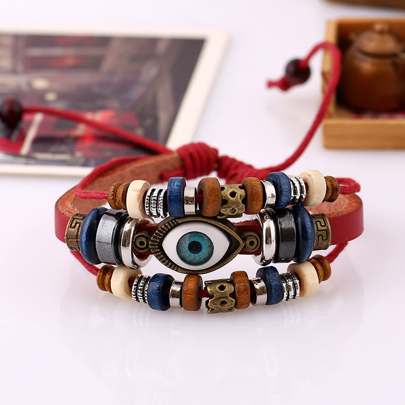 Satori Totem Tibetan Evil Eye Leather Adjustable Protection Bracelet