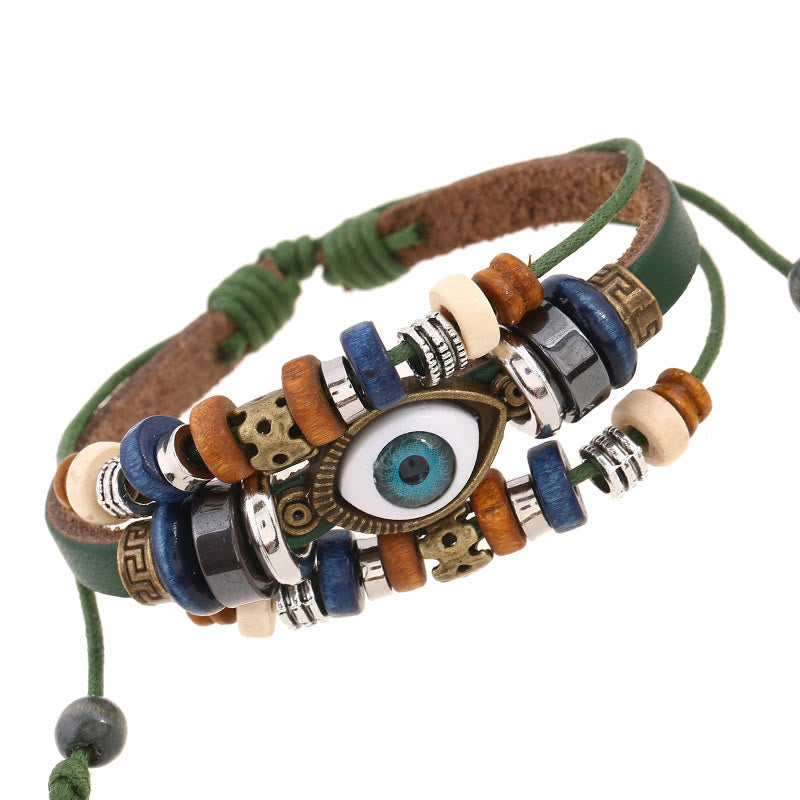 Satori Totem Tibetan Evil Eye Leather Adjustable Protection Bracelet