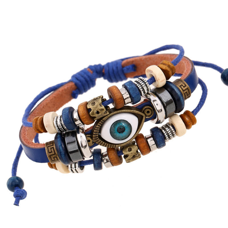 Satori Totem Tibetan Evil Eye Leather Adjustable Protection Bracelet