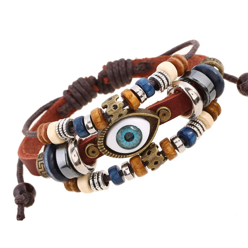 Satori Totem Tibetan Evil Eye Leather Adjustable Protection Bracelet