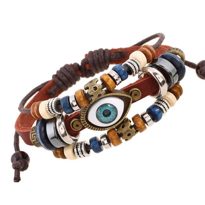 Satori Totem Tibetan Evil Eye Leather Adjustable Protection Bracelet