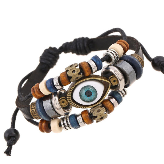 Satori Totem Tibetan Evil Eye Leather Adjustable Protection Bracelet