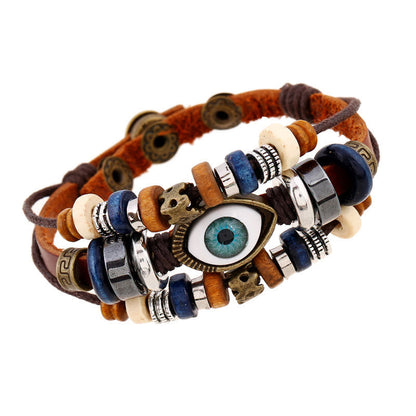 Satori Totem Tibetan Evil Eye Leather Adjustable Protection Bracelet