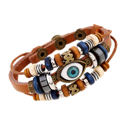 Satori Totem Tibetan Evil Eye Leather Adjustable Protection Bracelet