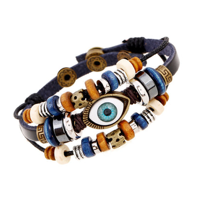 Satori Totem Tibetan Evil Eye Leather Adjustable Protection Bracelet