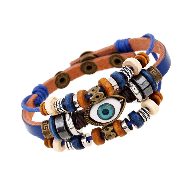 Satori Totem Tibetan Evil Eye Leather Adjustable Protection Bracelet