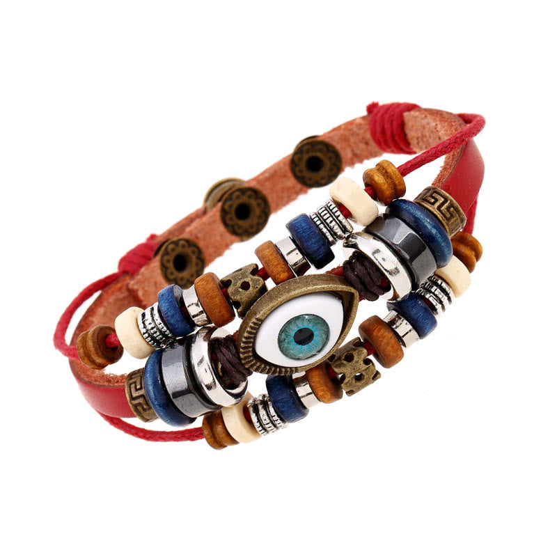 Satori Totem Tibetan Evil Eye Leather Adjustable Protection Bracelet