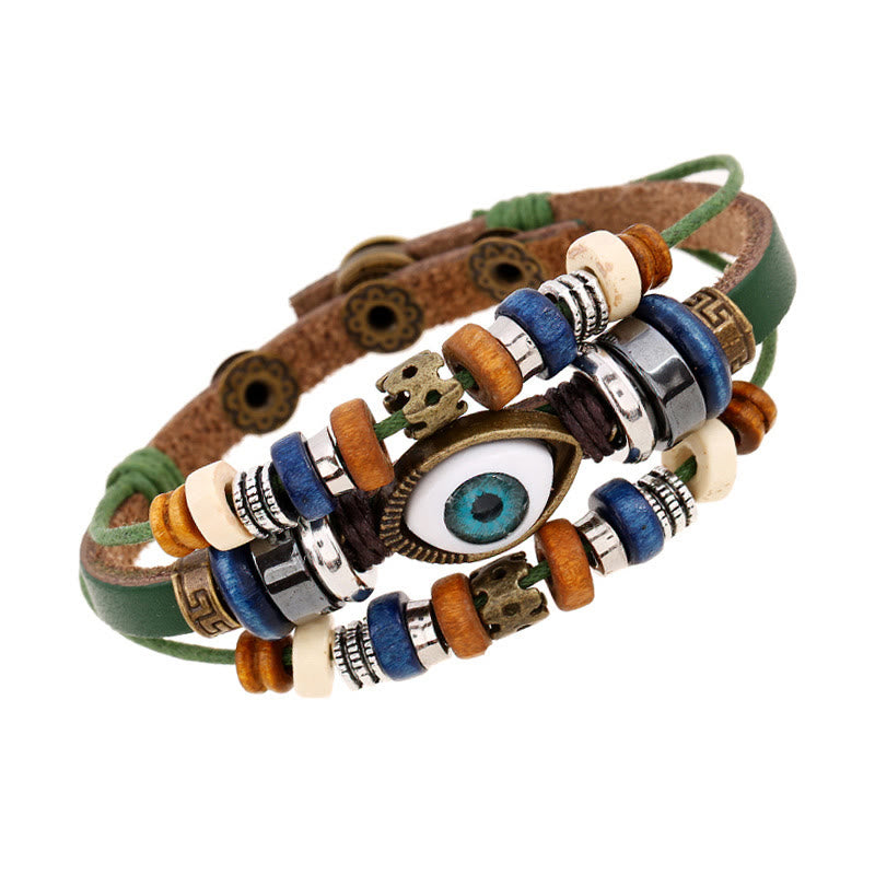 Satori Totem Tibetan Evil Eye Leather Adjustable Protection Bracelet