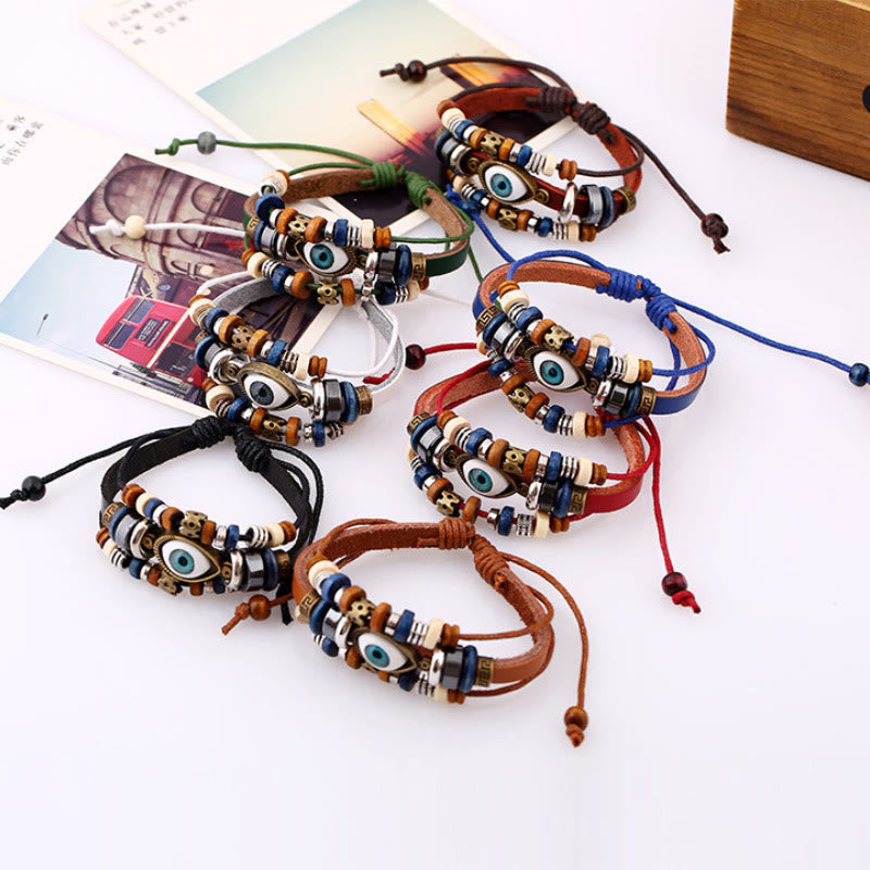 Satori Totem Tibetan Evil Eye Leather Adjustable Protection Bracelet