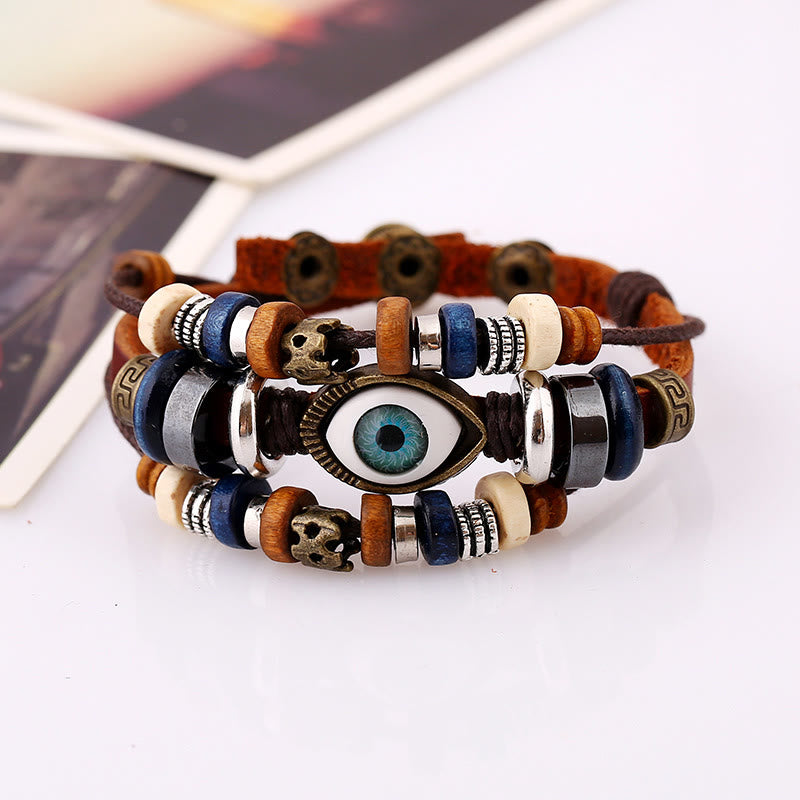Satori Totem Tibetan Evil Eye Leather Adjustable Protection Bracelet
