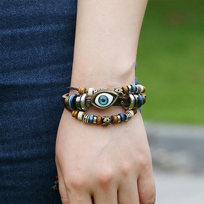 Satori Totem Tibetan Evil Eye Leather Adjustable Protection Bracelet