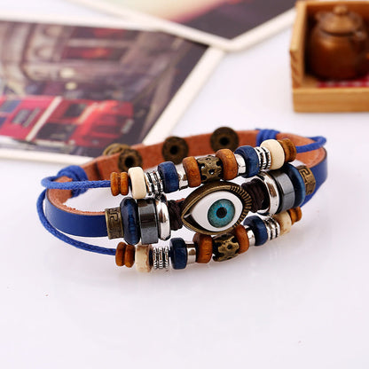 Satori Totem Tibetan Evil Eye Leather Adjustable Protection Bracelet