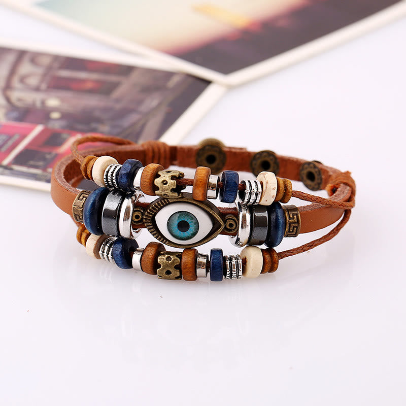 Satori Totem Tibetan Evil Eye Leather Adjustable Protection Bracelet