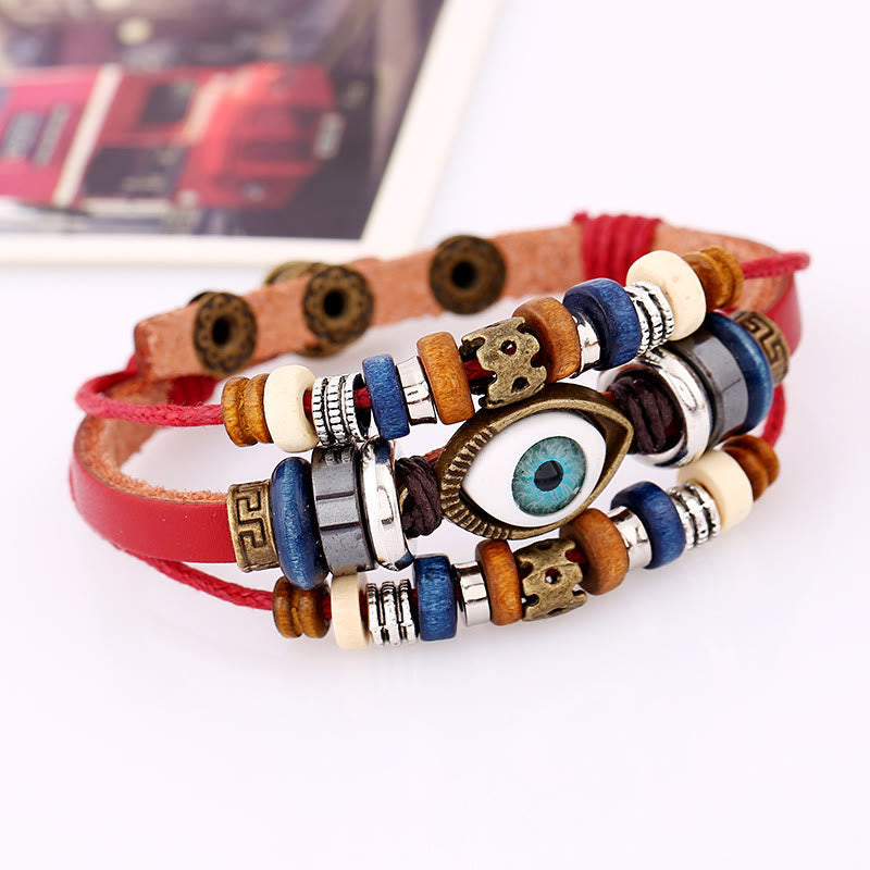 Satori Totem Tibetan Evil Eye Leather Adjustable Protection Bracelet
