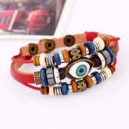 Satori Totem Tibetan Evil Eye Leather Adjustable Protection Bracelet